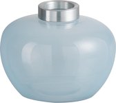 J-Line Vaas Bol Glas/Metaal Lichtblauw/Grijs Small 14,5*14,5*12,5 Cm