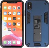 iPhone XS Max Hoesje - Tough Armor Hardcase - Telefoonhoesje Met Standfunctie - Bestcases Backcover - Navy