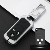 Auto Lichtgevende All-inclusive Zinklegering Sleutel Beschermhoes Sleutel Shell voor Honda A Stijl Smart 3-knops (Zilver)