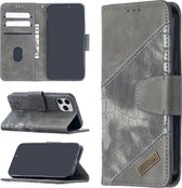 Voor iPhone 12 Max / 12 Pro Bijpassende kleur Krokodiltextuur Horizontale flip PU lederen tas met portemonnee & houder & kaartsleuven (grijs)