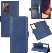 Voor Samsung Galaxy Note20 Ultra Dual-side magnetische gesp horizontale flip lederen tas met houder & kaartsleuven & portemonnee (donkerblauw)