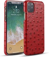 Struisvogel textuur hoofdlaag rundleder achterkant hoes voor iPhone 11 Pro Max (rood)