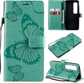 Voor Xiaomi Mi 10 Ultra 3D vlinders reliëfpatroon horizontale flip lederen tas met houder & kaartsleuf & portemonnee (groen)
