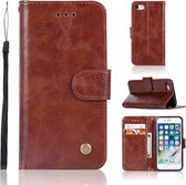 Voor iPhone 6/6 s Retro Koperen Gesp Crazy Horse Horizontale Flip PU Lederen Case met Houder & Kaartsleuven & Portemonnee & Lanyard (Bruin)