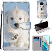 Voor Xiaomi Redmi Note 9T / Note 9 5G Gekleurde Tekening Cross Textuur Horizontale Flip PU Lederen Case met Houder & Kaartsleuven & Portemonnee & Lanyard (Sneeuw Puppy)
