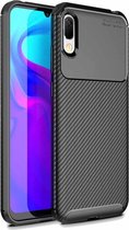 Beetle Series Carbon Fiber Texture Shockproof TPU Case voor Huawei Y6 Pro (2019) (zwart)