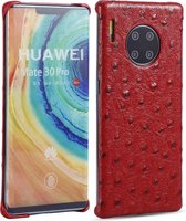 Voor Huawei Mate 30 Pro Struisvogeltextuur Hoofdlaag rundleder Achterklep (rood)