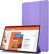 Voor Huawei MatePad Pro 10,8 inch Zijde Textuur Horizontale Flip Leren Case met Drie-vouwbare Houder (Donkerpaars)