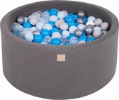 Ronde Ballenbak set incl 300 ballen 90x40cm - Donker Grijs: Blauw, Transparant, Babyblauw, Zilver