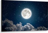 Canvas  - Felle Maan boven Wolken - 120x80cm Foto op Canvas Schilderij (Wanddecoratie op Canvas)