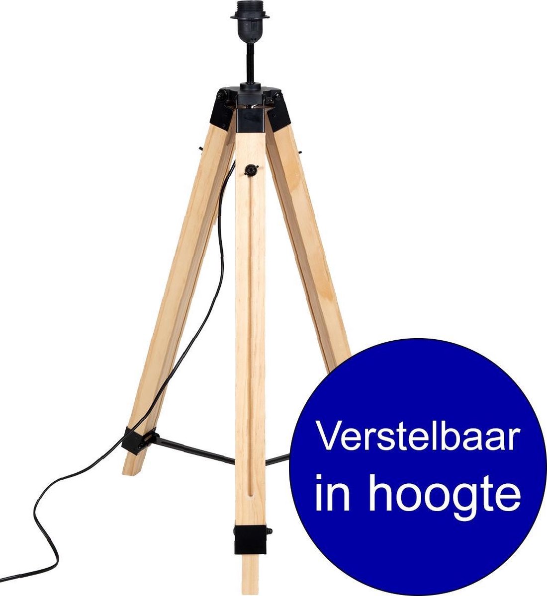 Houten tripod/driepoot vloerlamp van WDMT™ | 79 x 38 x 23 cm (126 cm hoog)  |... | bol.com