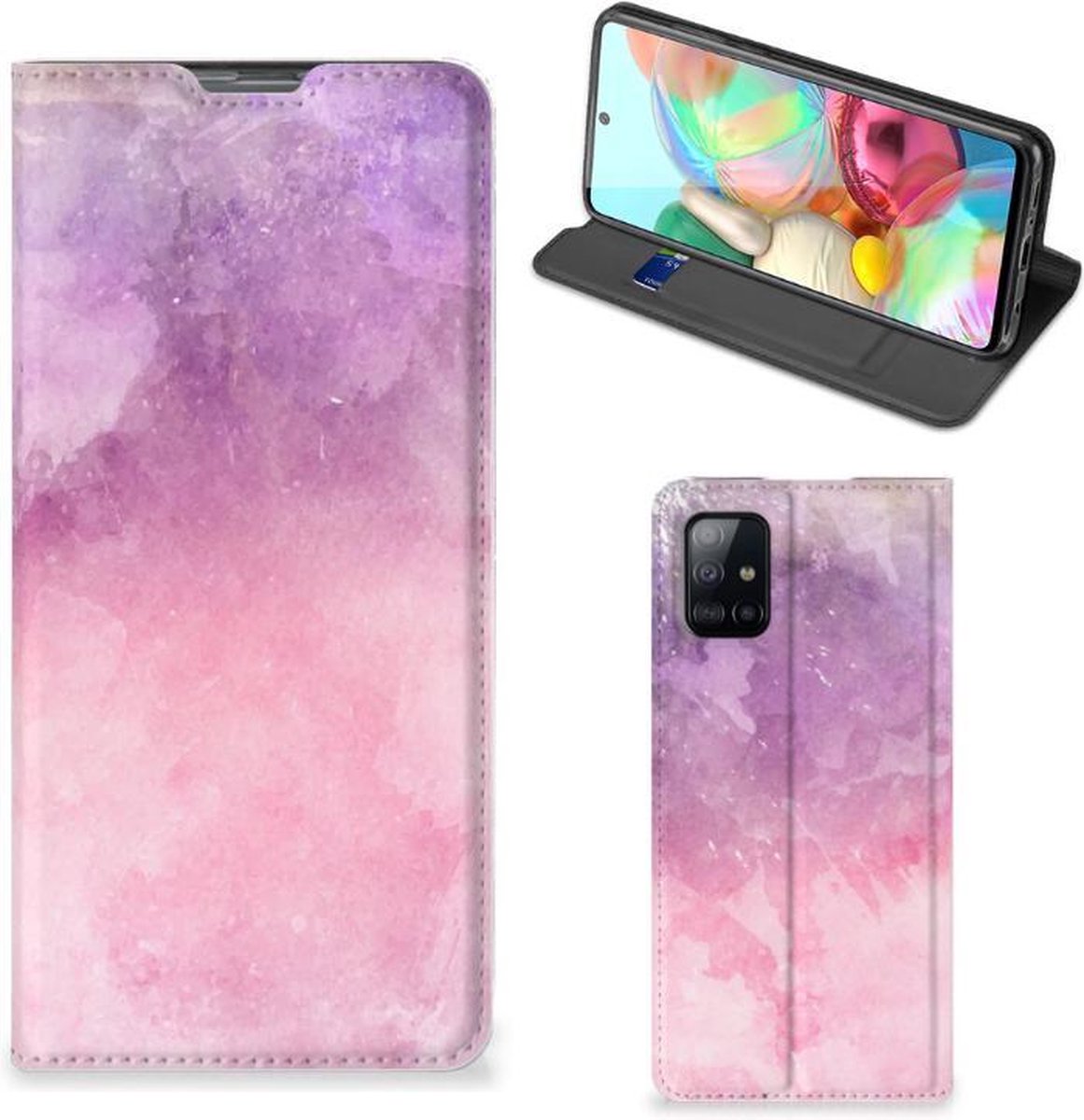 Bookcase Samsung Galaxy A71 Pink Purple Paint