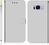Voor Galaxy S8 + geÃ¯miteerd spiegelend oppervlak horizontale flip lederen tas met houder & kaartsleuven & portemonnee & lanyard (zilver)