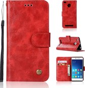 Voor Xiaomi Redmi 3S Retro koperen knop Crazy Horse Horizontale flip PU lederen tas met houder & kaartsleuven & portemonnee en lanyard (rood)