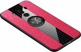 Voor Huawei Mate 10 Pro XINLI stikdoek Textue Schokbestendig TPU beschermhoes met ringhouder (rood)