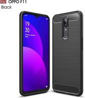 Geborstelde textuur koolstofvezel TPU Case voor OPPO F11 (zwart)