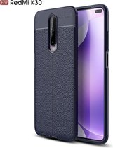 Voor Xiaomi Redmi K30 Litchi Texture TPU schokbestendige behuizing (marineblauw)