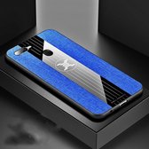 Voor OPPO A7X / F9 XINLI stiksels Textue schokbestendige TPU beschermhoes (blauw)