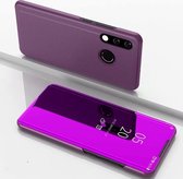 Galvaniseren spiegel horizontale flip lederen case voor Geschikt voor Xiaomi Redmi 7, met houder (paars)