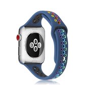 Regenboog siliconen horlogeband voor Apple Watch Series 6 & SE & 5 & 4 44 mm / 3 & 2 & 1 42 mm (blauw)