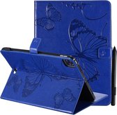 Geperst afdrukken Vlinderpatroon Horizontale lederen flip-hoes met houder & kaartsleuven & portemonnee & slaap- / wekfunctie voor iPad Air 2020 10.9 / iPad Pro 11 2020/2018 (blauw)