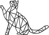 Hout-Kado - Kat/Poes (pootje) - Small - Zwart - Geometrische dieren en vormen - Hout - Lasergesneden- Wanddecoratie