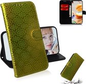 Voor LG K61 Effen Kleur Kleurrijke Magnetische Gesp Horizontale Flip PU Lederen Case met Houder & Kaartsleuven & Portemonnee & Lanyard (Goud)