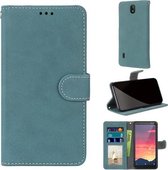 Voor Nokia C2 Retro Frosted Horizontale Flip PU lederen tas met houder & kaartsleuven & portemonnee & fotolijst (blauw)