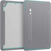 Voor iPad 10.2 / Air (2019) Acryl + TPU horizontaal Flip Smart Leather Case met drie-vouwbare houder & Pen-sleuf & Wake-up / Sleep-functie (lichtblauw + grijs)