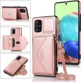 Voor Samsung Galaxy A71 5G Multifunctionele Cross-body Card Bag TPU + PU Cover Case met Houder & Card Slot & Portemonnee (Rose Gold)