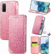 Voor Samsung Galaxy S20 Blooming Mandala Reliëfpatroon Magnetische Horizontale Flip Leren Case met Houder & Kaartsleuven & Portemonnee (Roze)