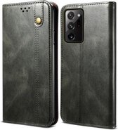Voor Samsung Galaxy S20 Plus Simple Wax Crazy Horse Texture Horizontale flip lederen tas met kaartsleuven en portemonnee (donkergroen)