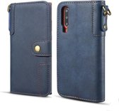 Voor Galaxy A40 koeienhuid textuur horizontale flip lederen tas, met houder & kaartsleuven & portemonnee & lanyard (blauw)