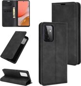 Voor Samsung Galaxy A72 5G Retro-skin Business magnetische zuignap lederen tas met houder & kaartsleuven & portemonnee (zwart)