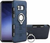 Voor Galaxy S8 2 in 1 Cube PC + TPU beschermhoes met 360 graden draaien zilveren ringhouder (marineblauw)