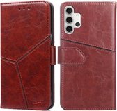 Voor Samsung Galaxy A32 5G Geometrische stiksels Horizontale Flip TPU + PU lederen tas met houder & kaartsleuven & portemonnee (donkerbruin)