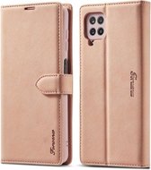 Voor Samsung Galaxy A12 Forwenw F1 Serie Mat Sterk Magnetisme Horizontale Flip Leren Case met Houder & Kaartsleuven & Portemonnee & Fotolijst (Rose Goud)