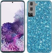 Voor Samsung Galaxy S21 Plus 5G glitter poeder schokbestendig TPU beschermhoes (blauw)