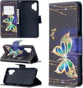Voor Samsung Galaxy A32 5G Gekleurde Tekening Patroon Horizontale Flip Leren Case met Houder & Kaartsleuven & Portemonnee (Gouden Vlinder)