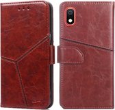 Voor Samsung Galaxy A10 Geometrische stiksels Horizontale flip TPU + PU lederen tas met houder & kaartsleuven en portemonnee (donkerbruin)