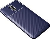 Voor Nokia 2.3 Carbon Fiber Texture Shockproof TPU Case (Blauw)
