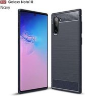 TPU-hoesje van koolstofvezel met geborstelde textuur voor Galaxy Note10 (marineblauw)