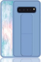 Voor Galaxy S10 schokbestendige pc + TPU beschermhoes met polsband en houder (blauw)