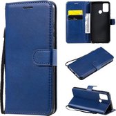 Voor Huawei Honor 9A Effen Kleur Horizontale Flip Beschermende Leren Case met Houder & Kaartsleuven & Portemonnee & Lanyard (Blauw)