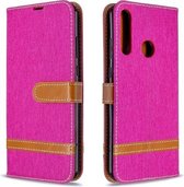 Voor Huawei Y6P Kleuraanpassing Denim Textuur Horizontale Flip Leren Case met Houder & Kaartsleuven & Portemonnee & Lanyard (Rose Rood)