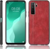 Voor Huawei P40 LITE 5G / Nova 7 SE Schokbestendig Naaien Koe Patroon Huid PC + PU + TPU Case (Rood)