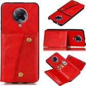 Voor Vivo S6 PU + TPU schokbestendige magnetische beschermhoes met kaartsleuven (rood)