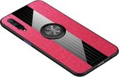 Voor Huawei Honor 9X Pro XINLI stikdoek Textue Schokbestendig TPU beschermhoes met ringhouder (rood)