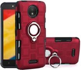 Voor Motorola Moto C Plus 2 in 1 Cube PC + TPU beschermhoes met 360 graden draaien zilveren ringhouder (rood)