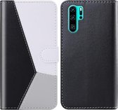 Voor Huawei P30 Pro Tricolor Stitching Horizontale Flip TPU + PU lederen tas met houder & kaartsleuven & portemonnee (zwart)